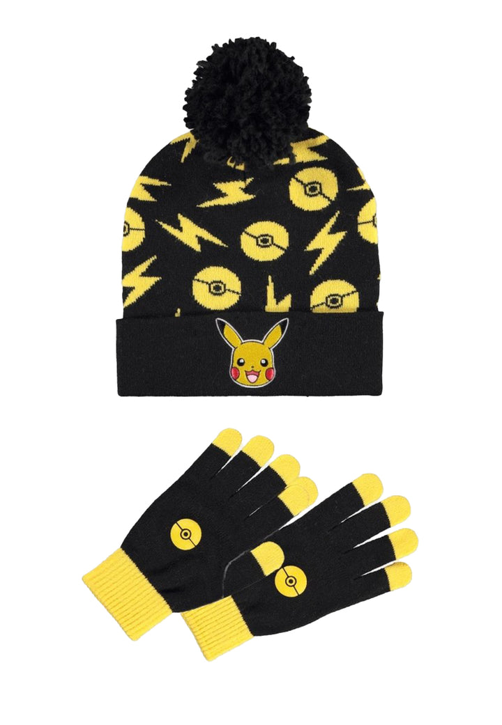 Pokémon - Pikachu Giftset (Beanie & handschoenen) Bliksem